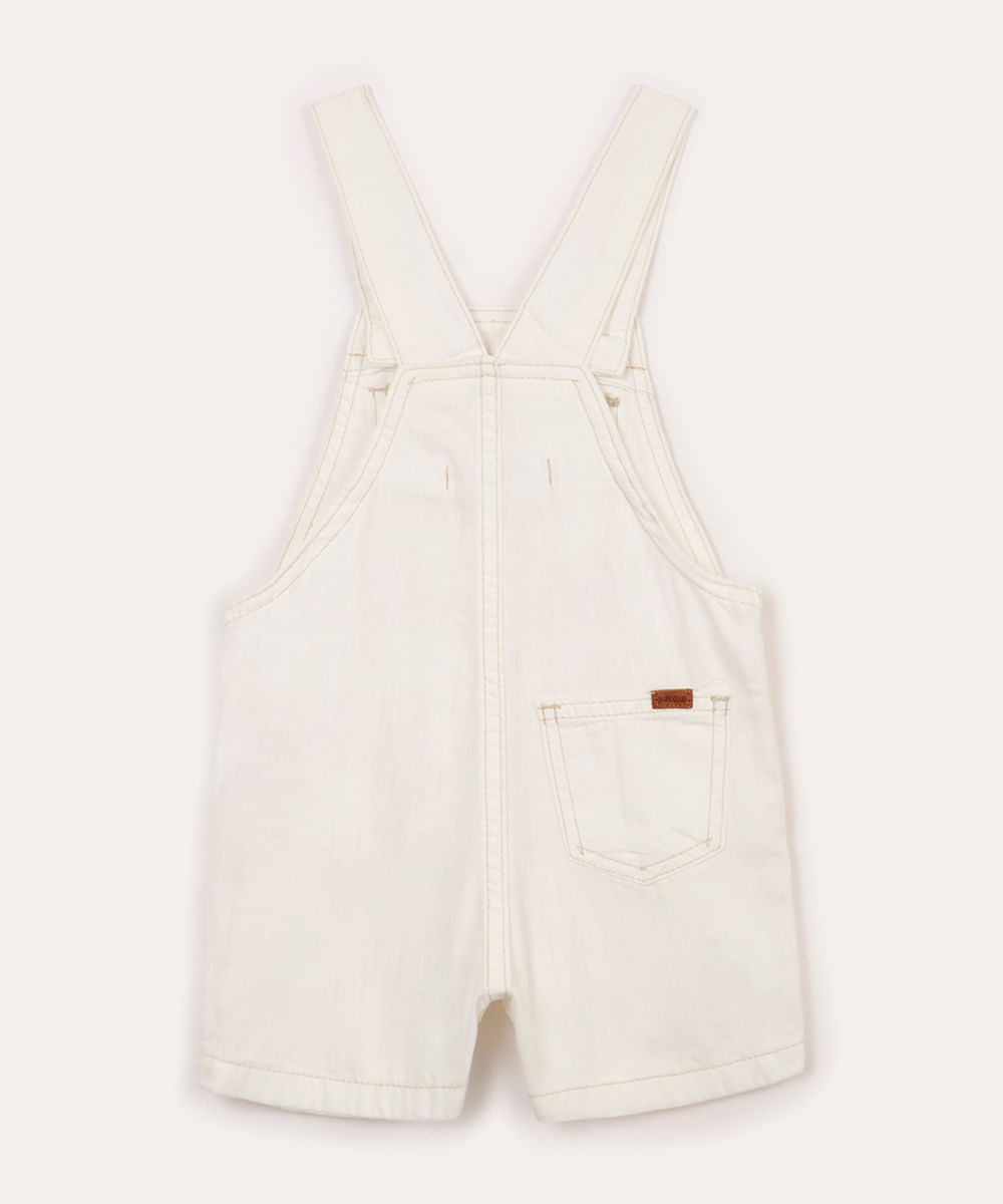 jardineira infantil de algodão off white