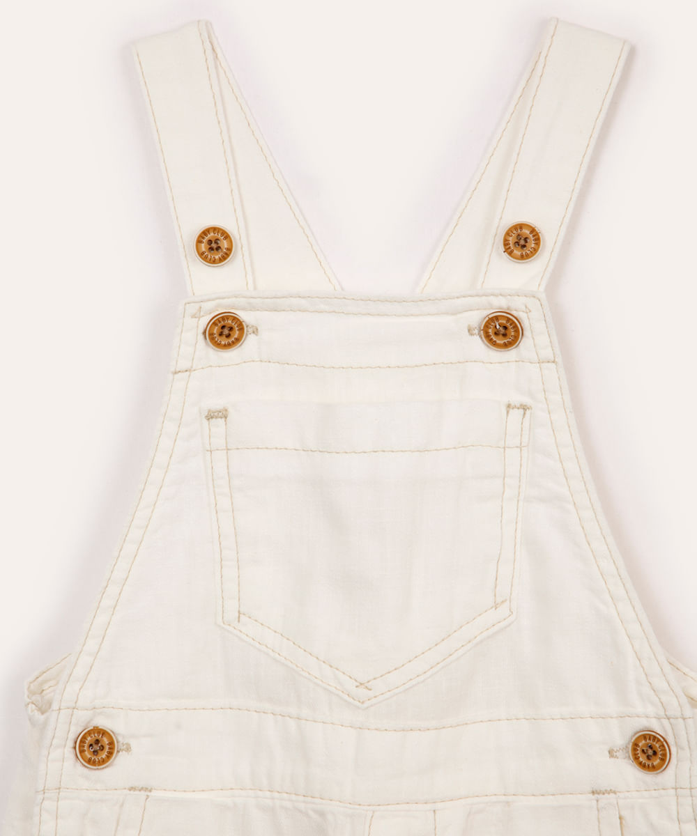 jardineira infantil de algodão off white