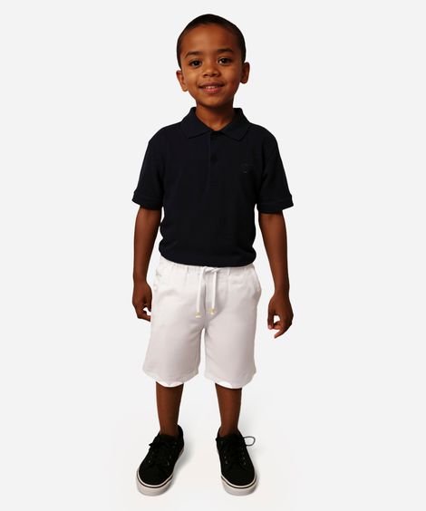 bermuda infantil cós com elástico e cordão branca
