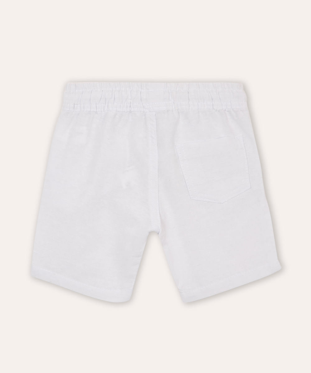 bermuda infantil cós com elástico e cordão branca