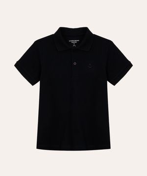 polo de algodão infantil manga curta azul