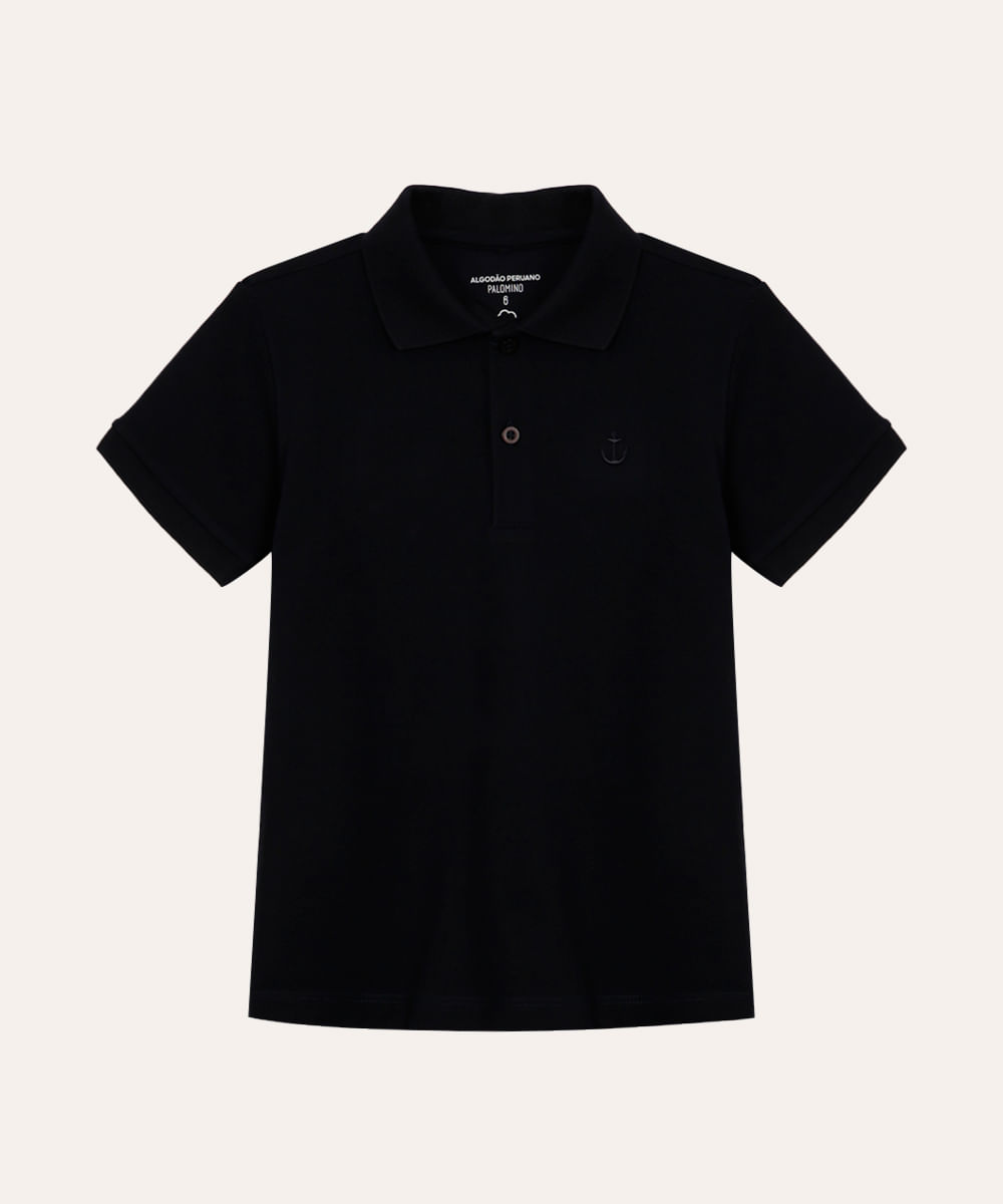 polo de algodão infantil manga curta azul