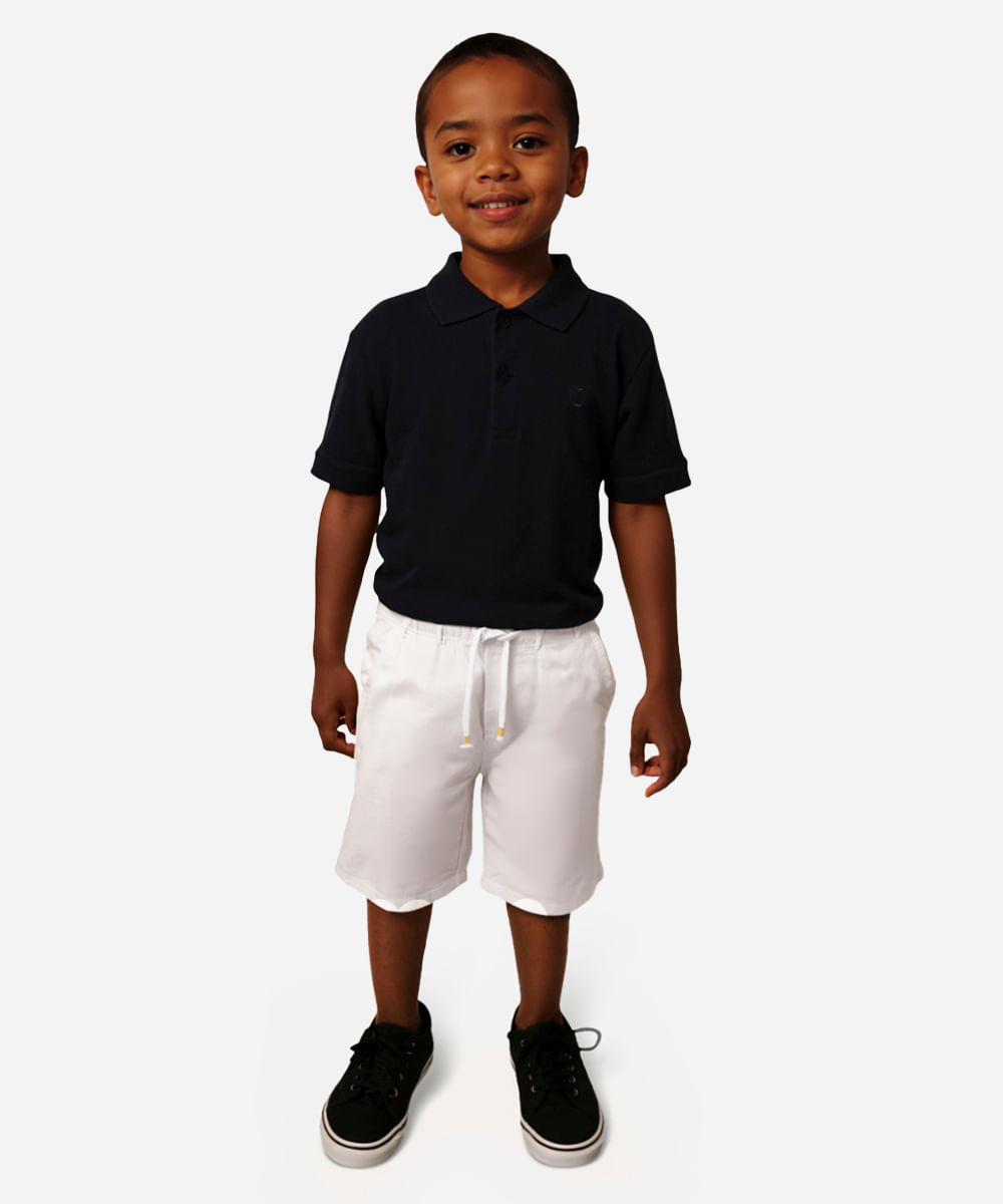 polo de algodão infantil manga curta azul