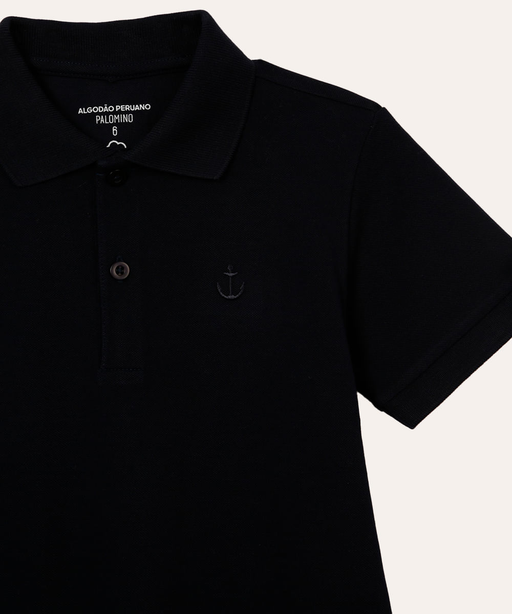 polo de algodão infantil manga curta azul