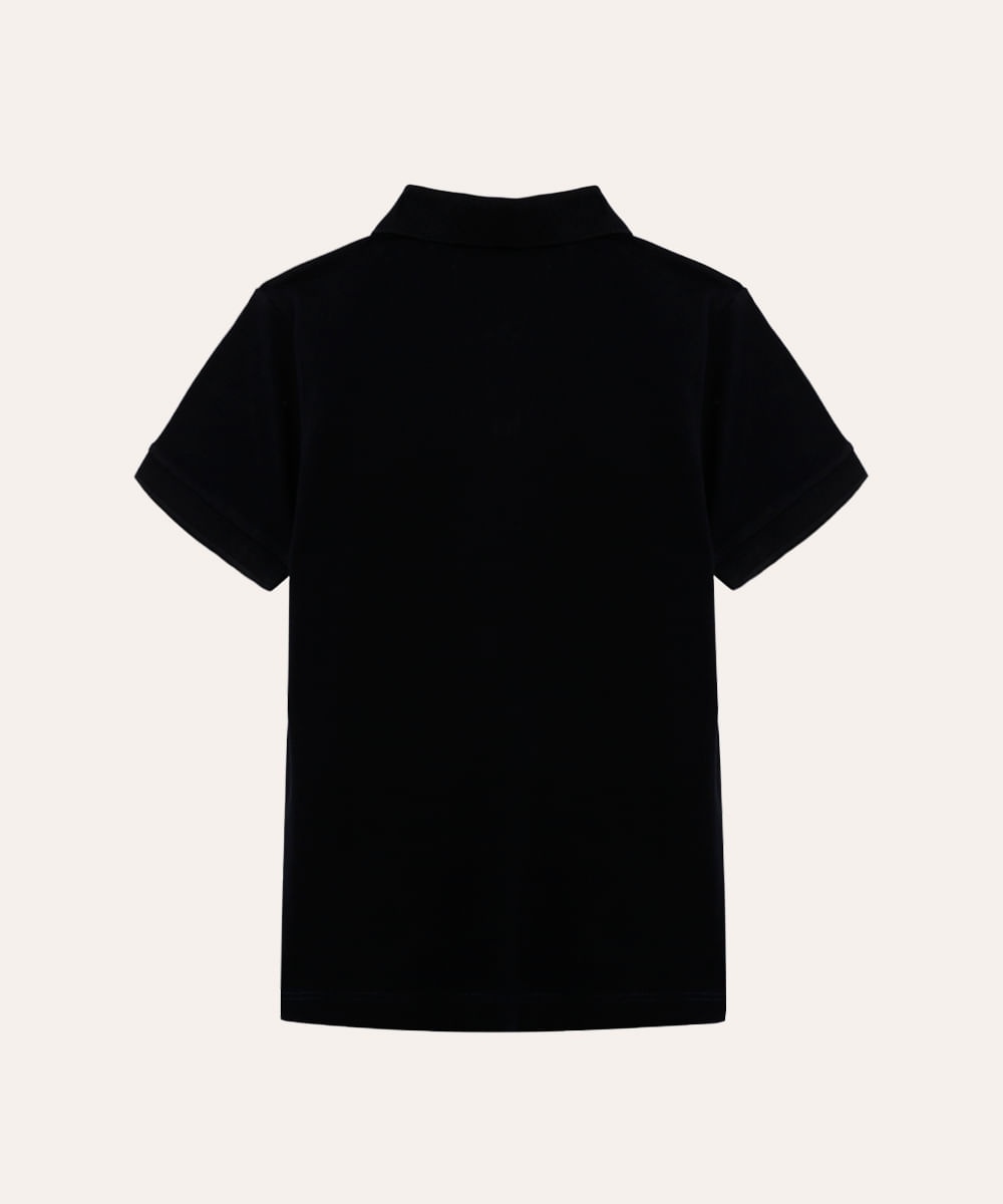 polo de algodão infantil manga curta azul