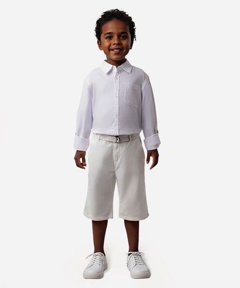 bermuda de sarja infantil com cinto branca