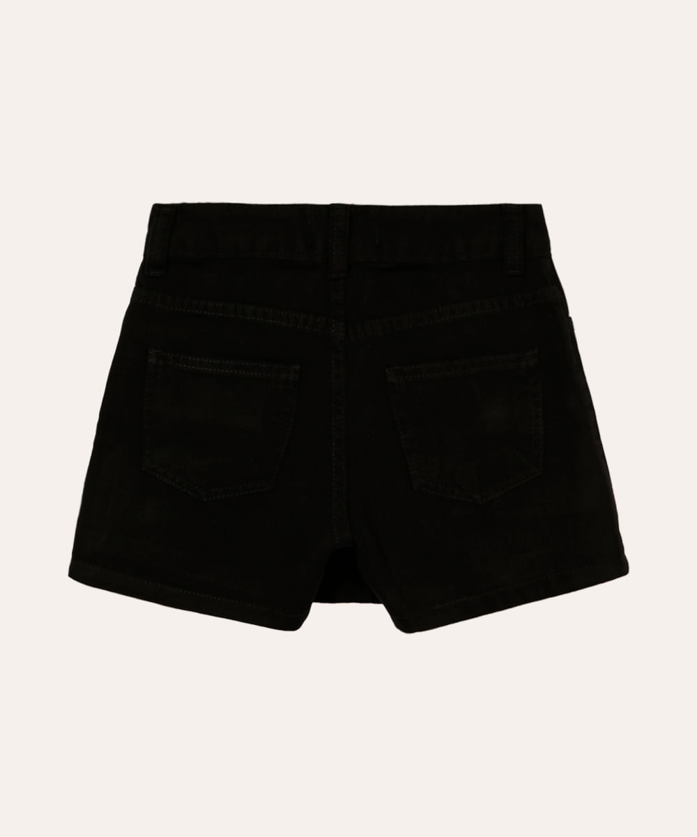 short saia juvenil de sarja cargo preto
