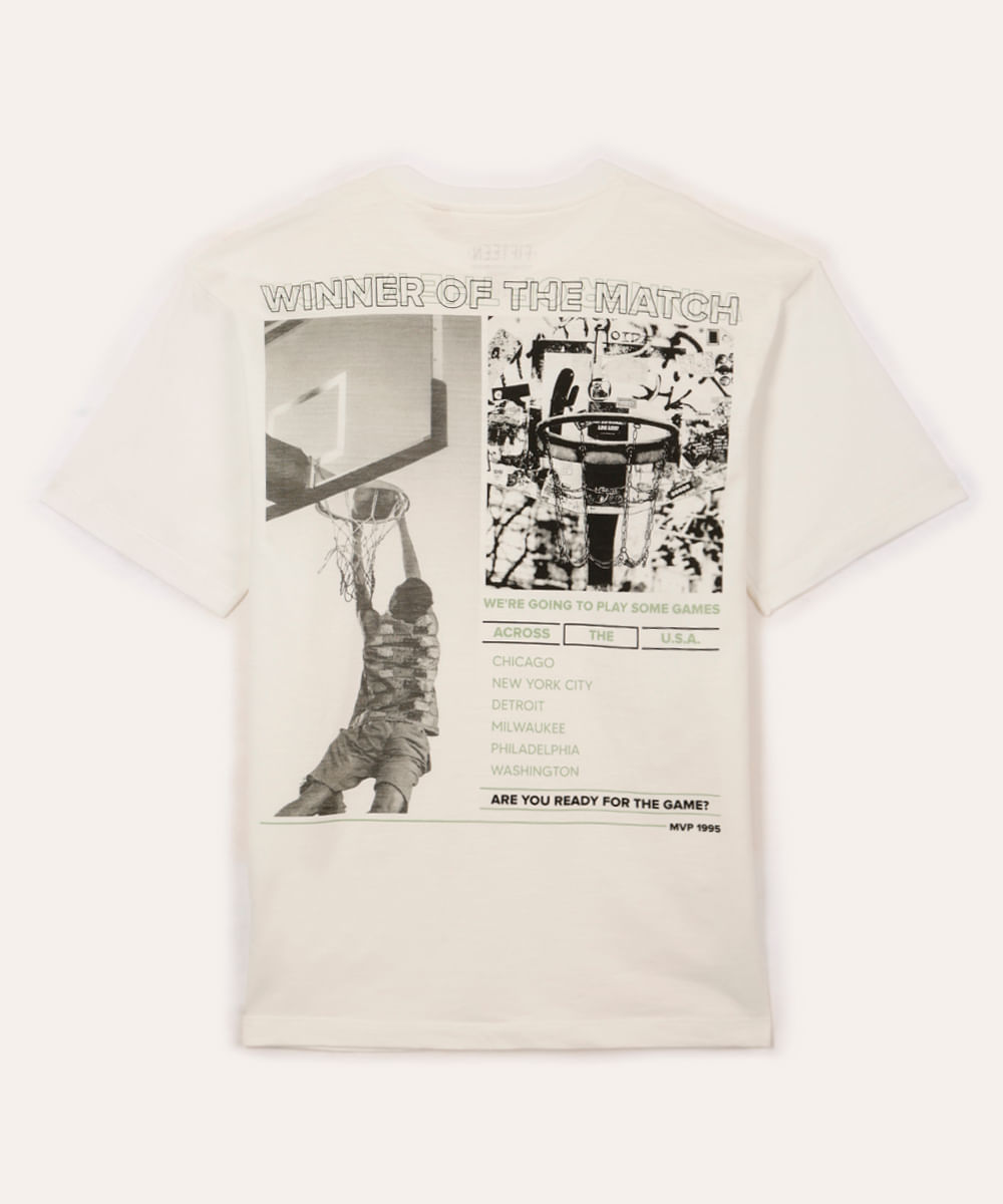 camiseta de algodão juvenil are you ready for the game off white