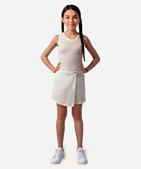 short saia de sarja infantil off white
