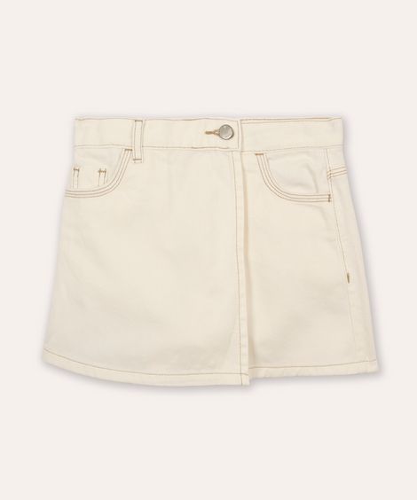 short saia de sarja infantil off white
