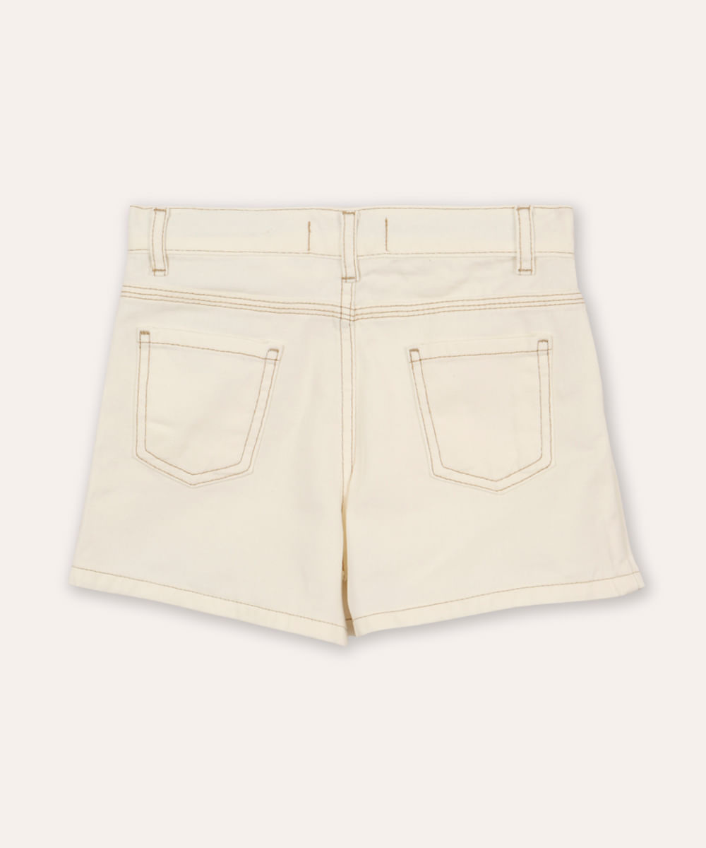 short saia de sarja infantil off white