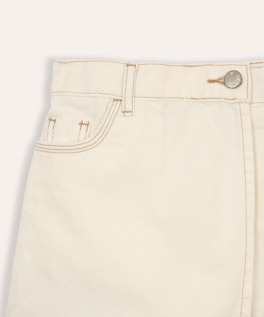 short saia de sarja infantil off white