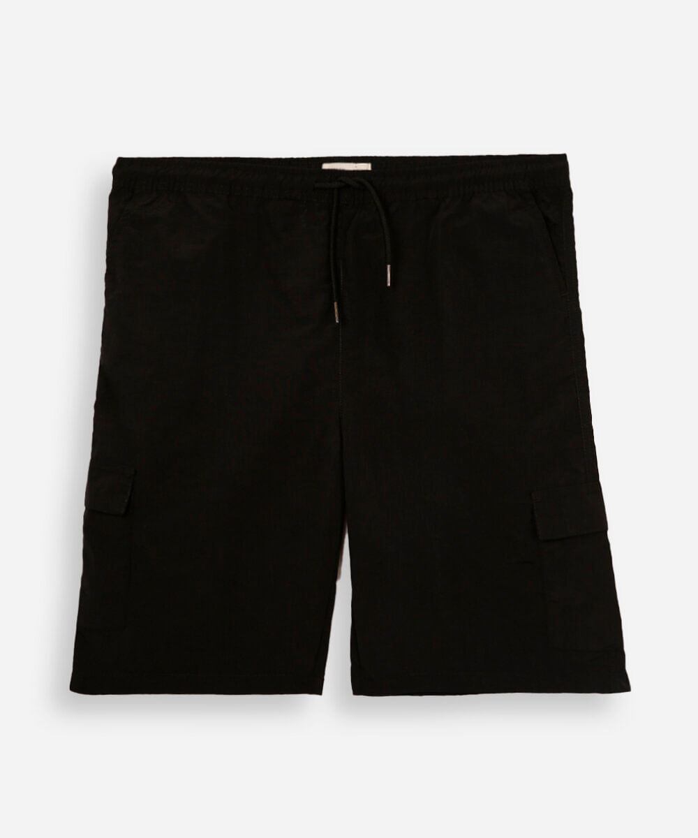bermuda juvenil bolsos cargo preta