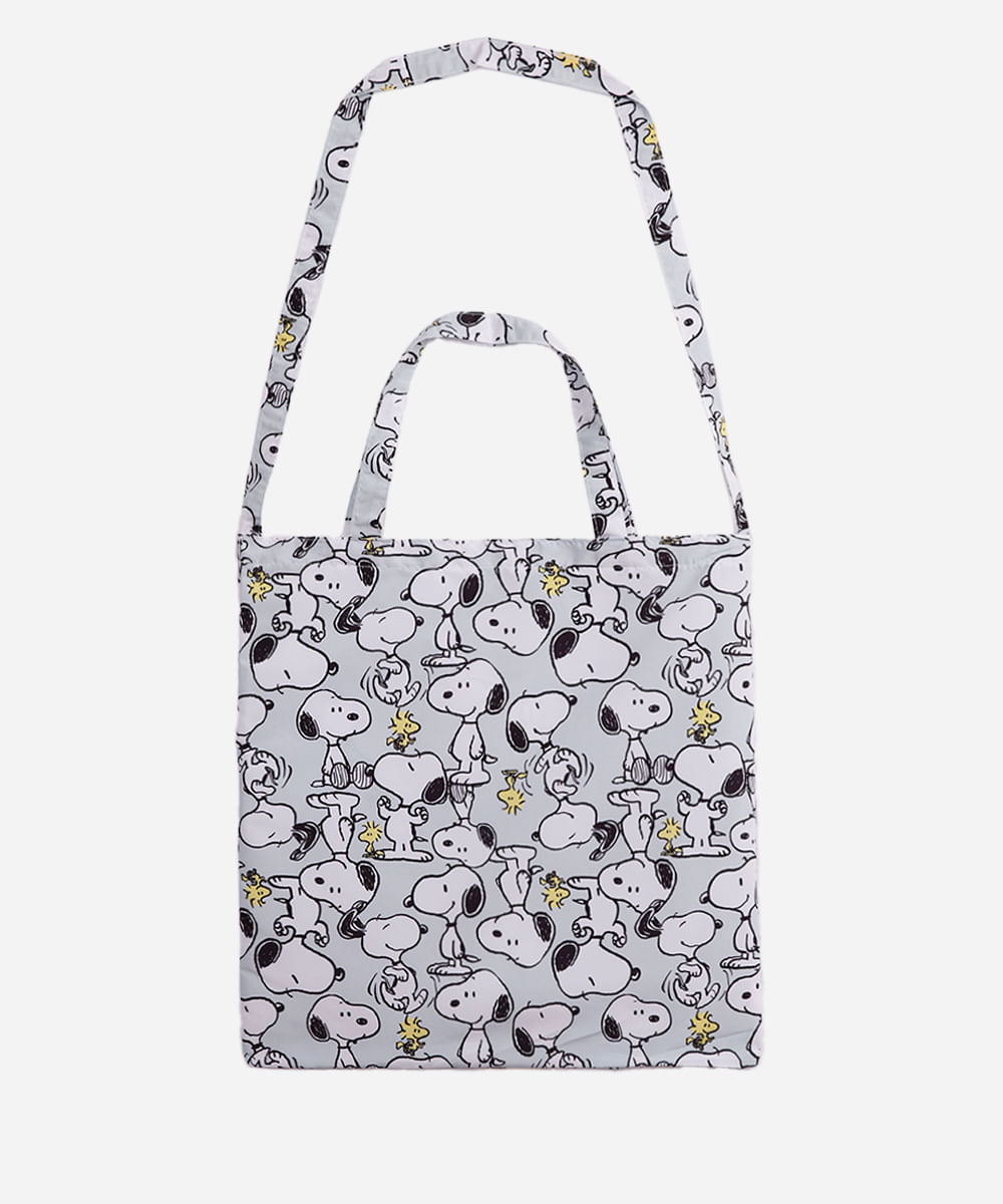 bolsa ecobag dobrável snoopy cinza