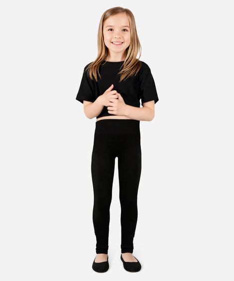 calça legging infantil de poliamida sem costura preta