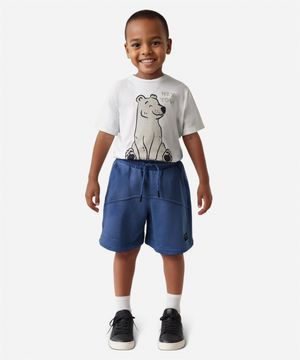bermuda de moletom infantil com recorte azul