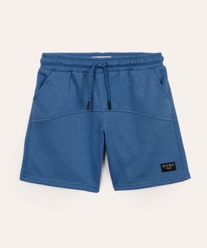 bermuda de moletom infantil com recorte azul