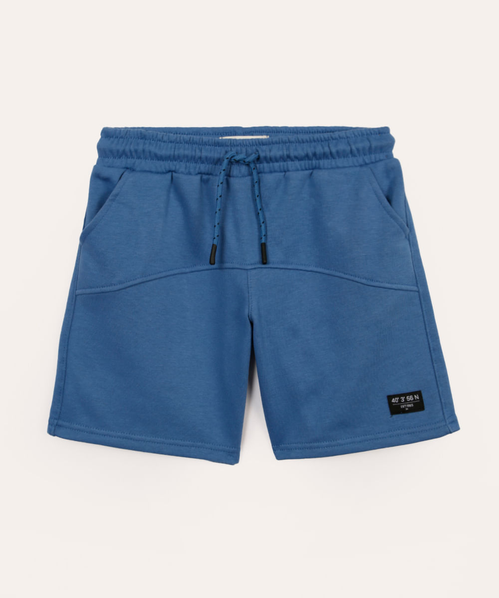 bermuda de moletom infantil com recorte azul