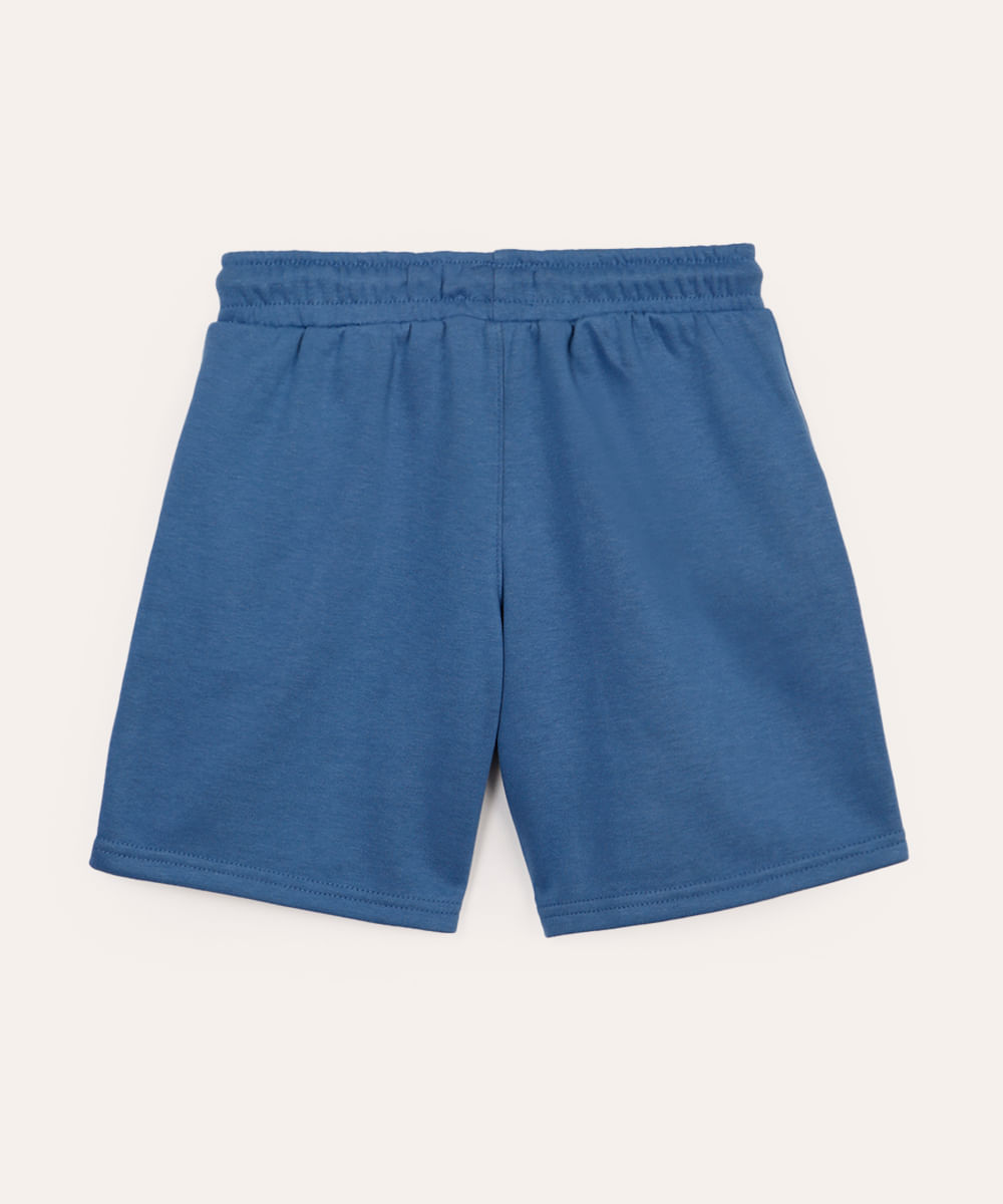 bermuda de moletom infantil com recorte azul
