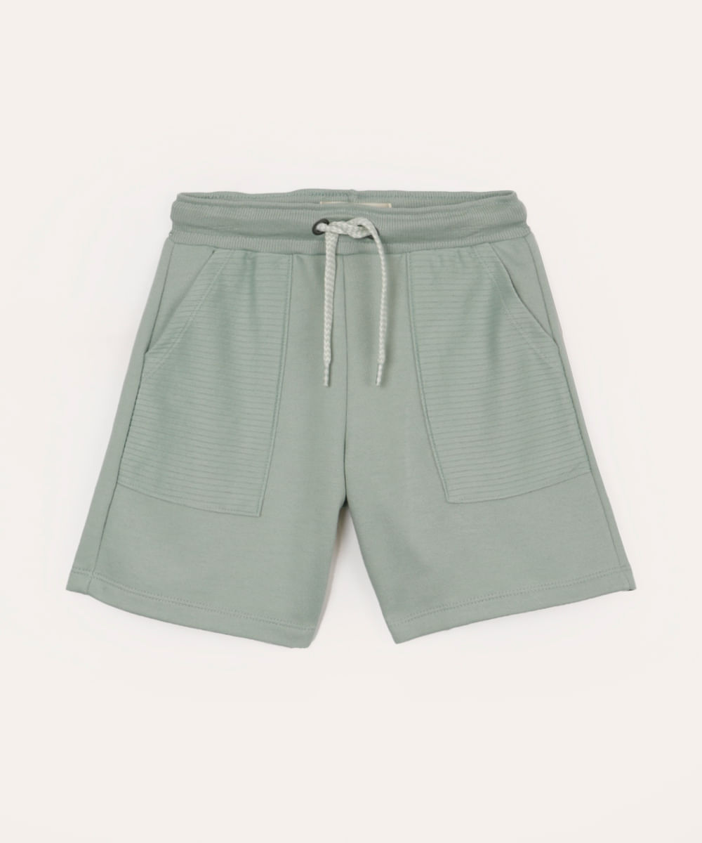 bermuda de moletom infantil com recortes verde