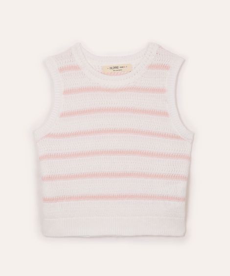 regata de tricot infantil listrado off white