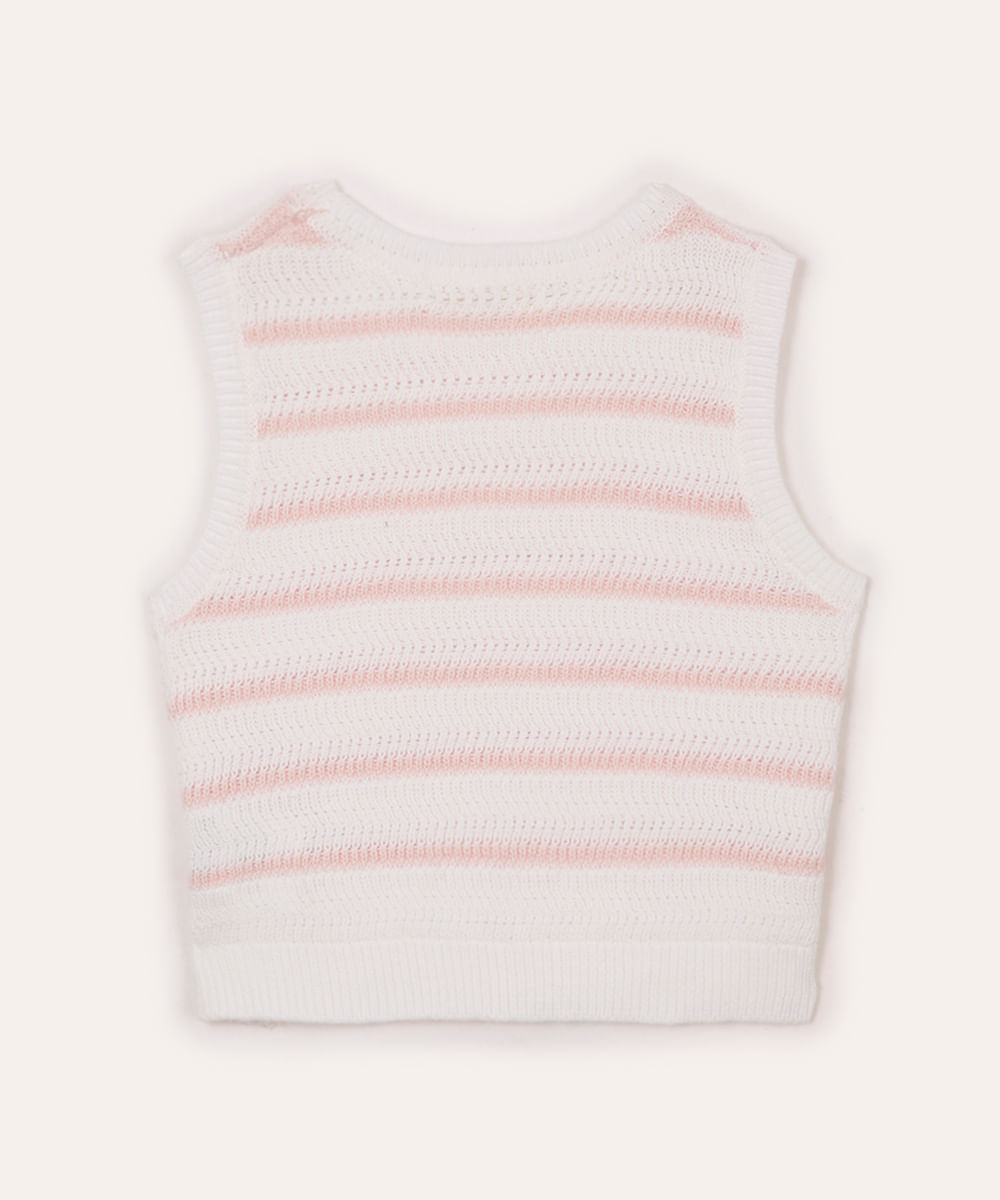 regata de tricot infantil listrado off white