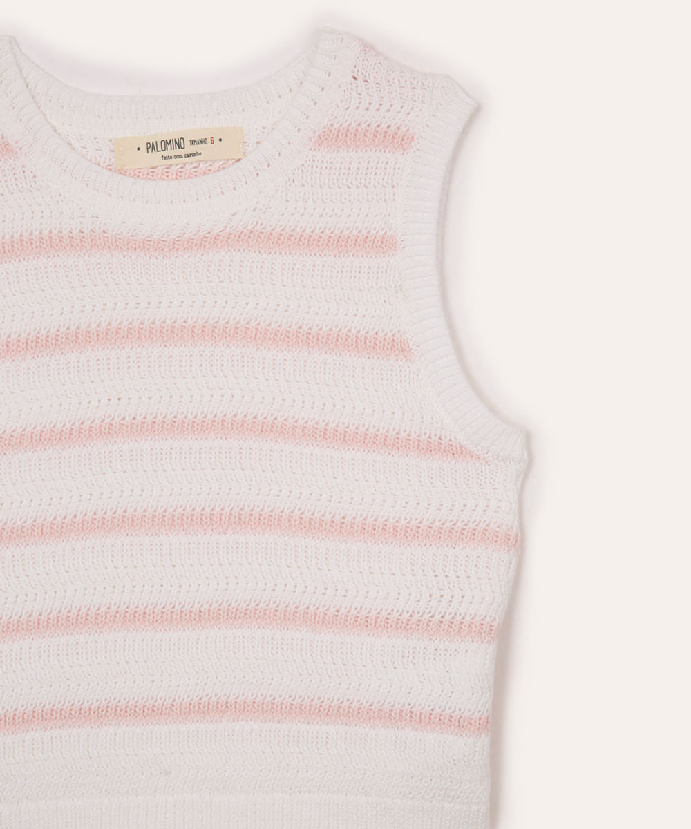 regata de tricot infantil listrado off white