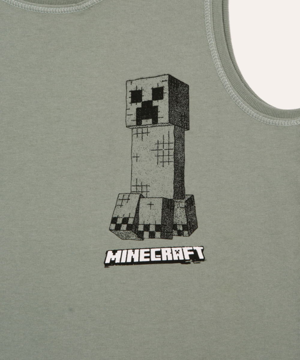 regata de algodão infantil minecraft verde