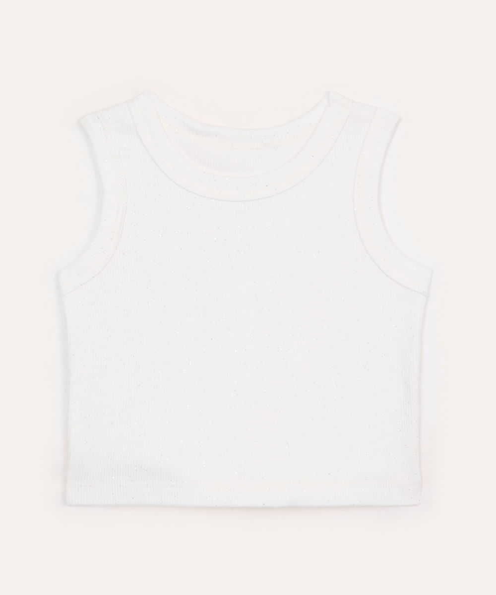regata de algodão infantil com glitter off white