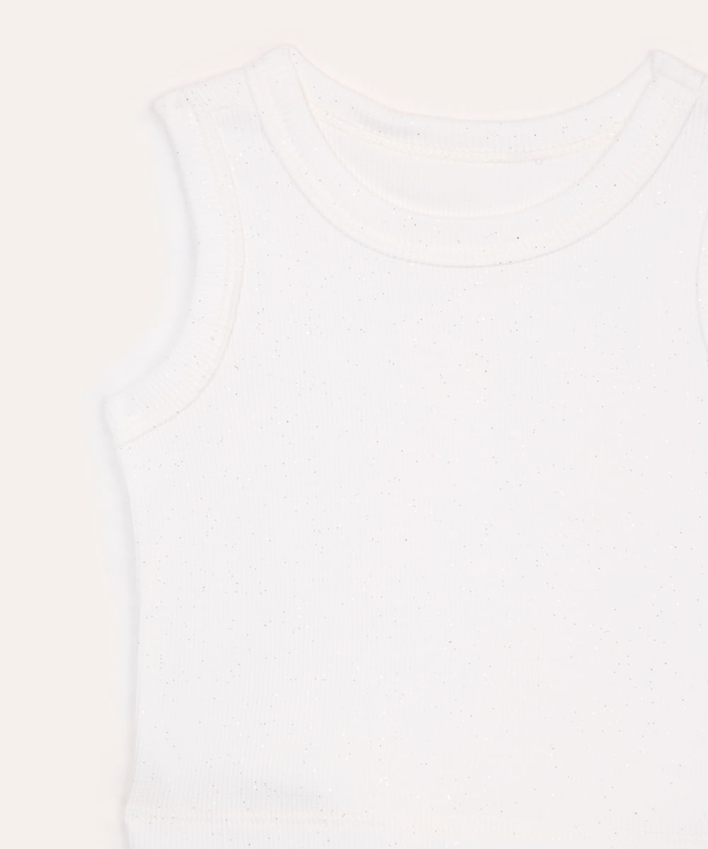 regata de algodão infantil com glitter off white