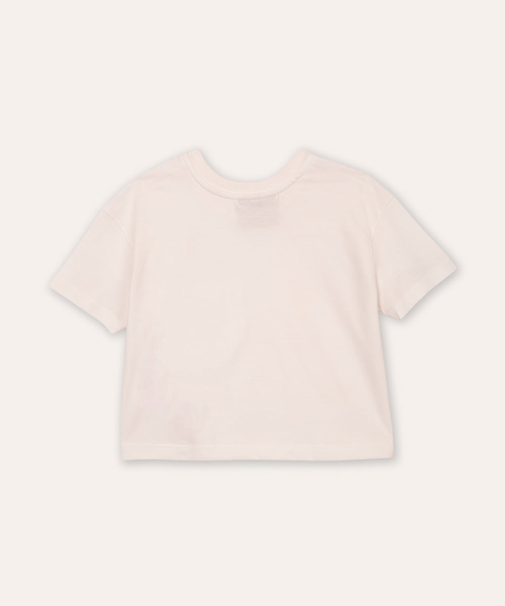 camiseta de algodão infantil bolso com babado off white