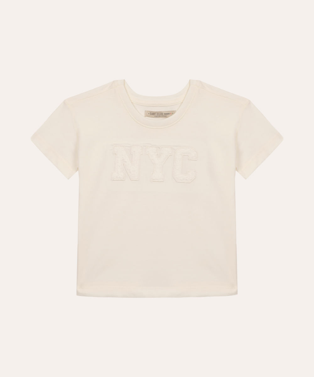 camiseta de algodão infantil nyc off white