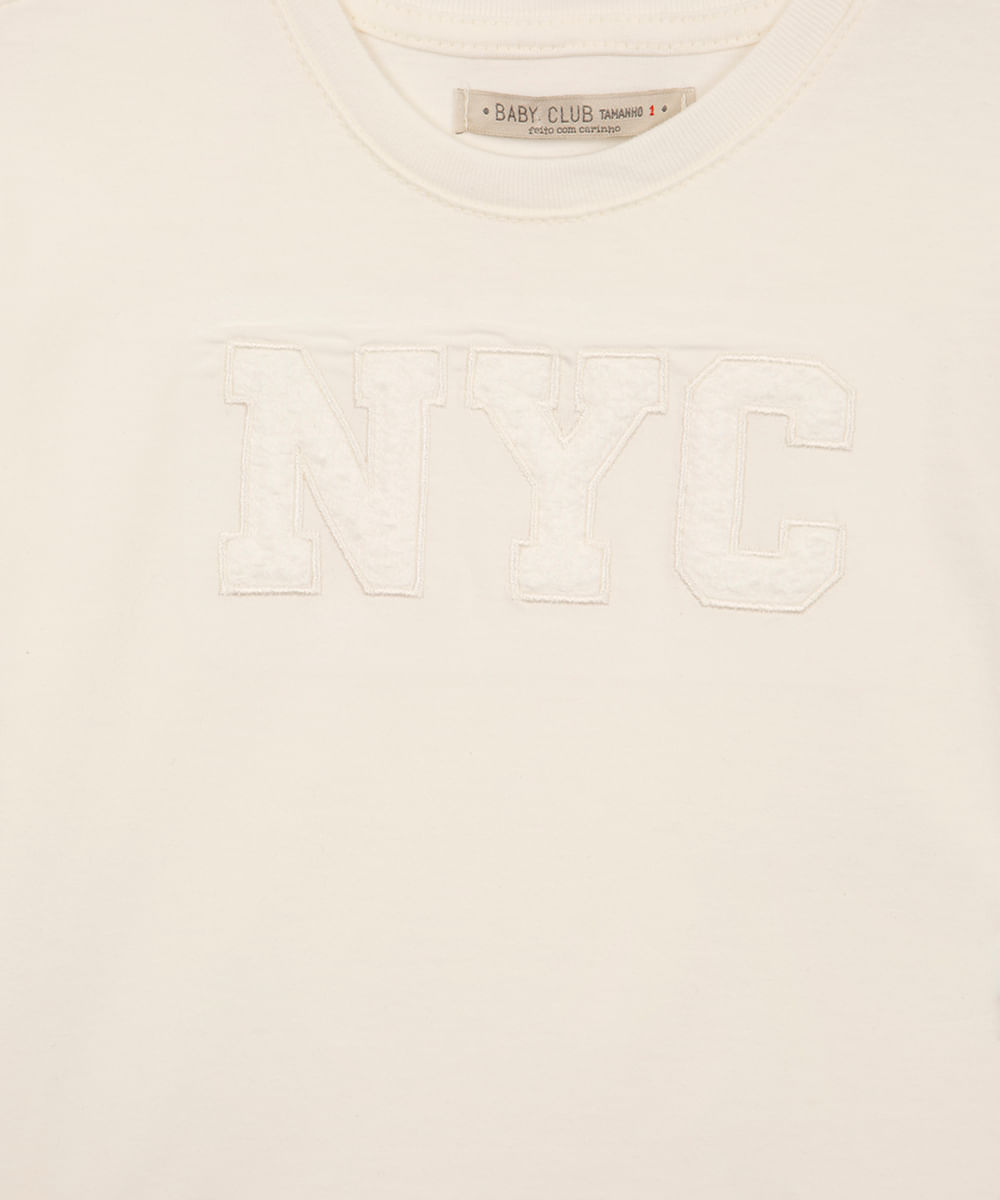 camiseta de algodão infantil nyc off white
