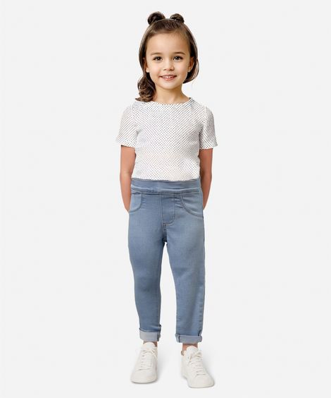 calça legging infantil jeans azul