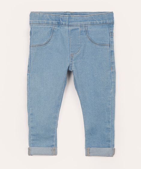 calça legging infantil jeans azul