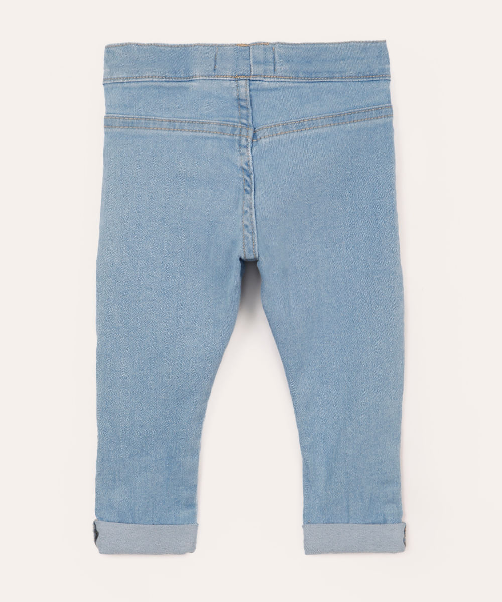 calça legging infantil jeans azul