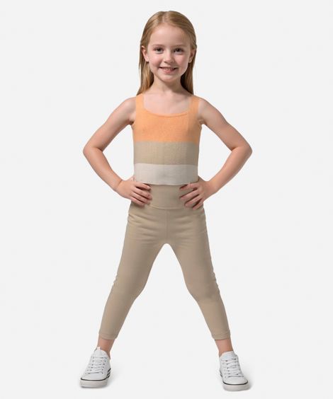 cropped de tricot infantil listrado laranja