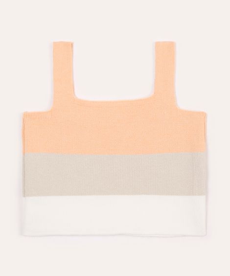 cropped de tricot infantil listrado laranja