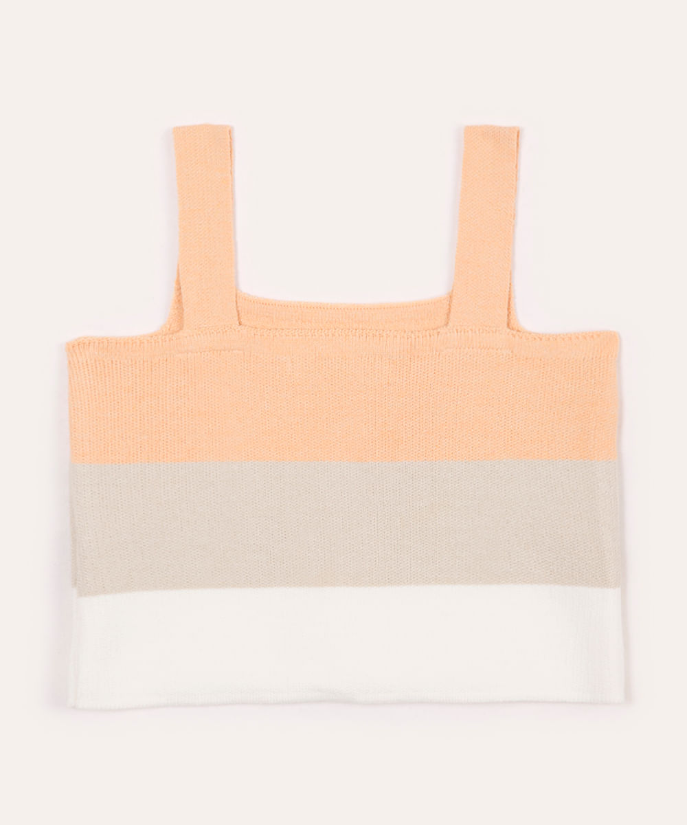 cropped de tricot infantil listrado laranja
