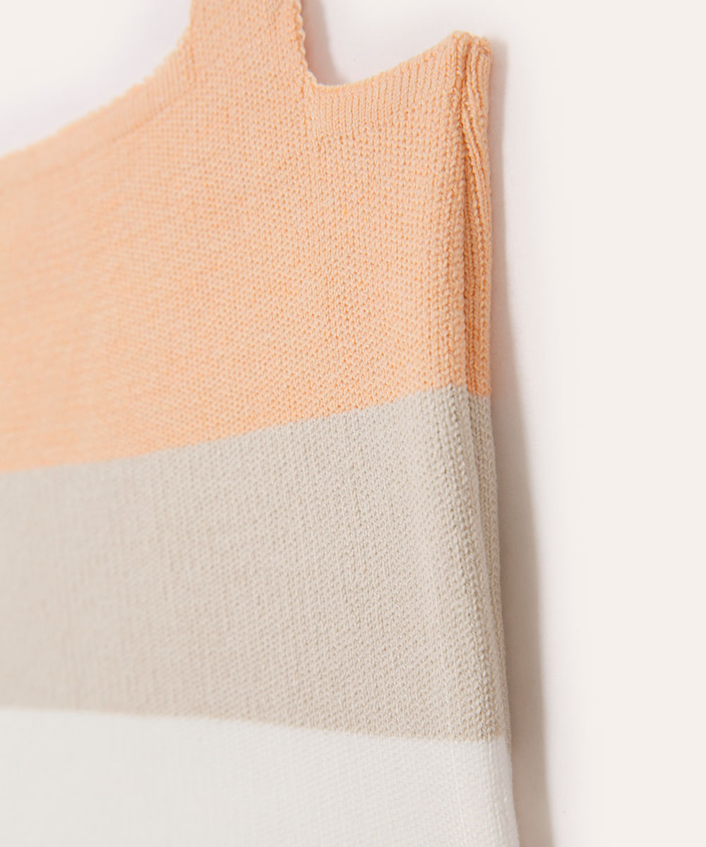 cropped de tricot infantil listrado laranja