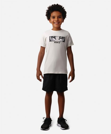 camiseta juvenil de algodão goku bege