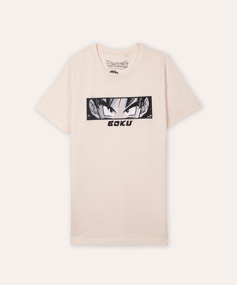 camiseta juvenil de algodão goku bege