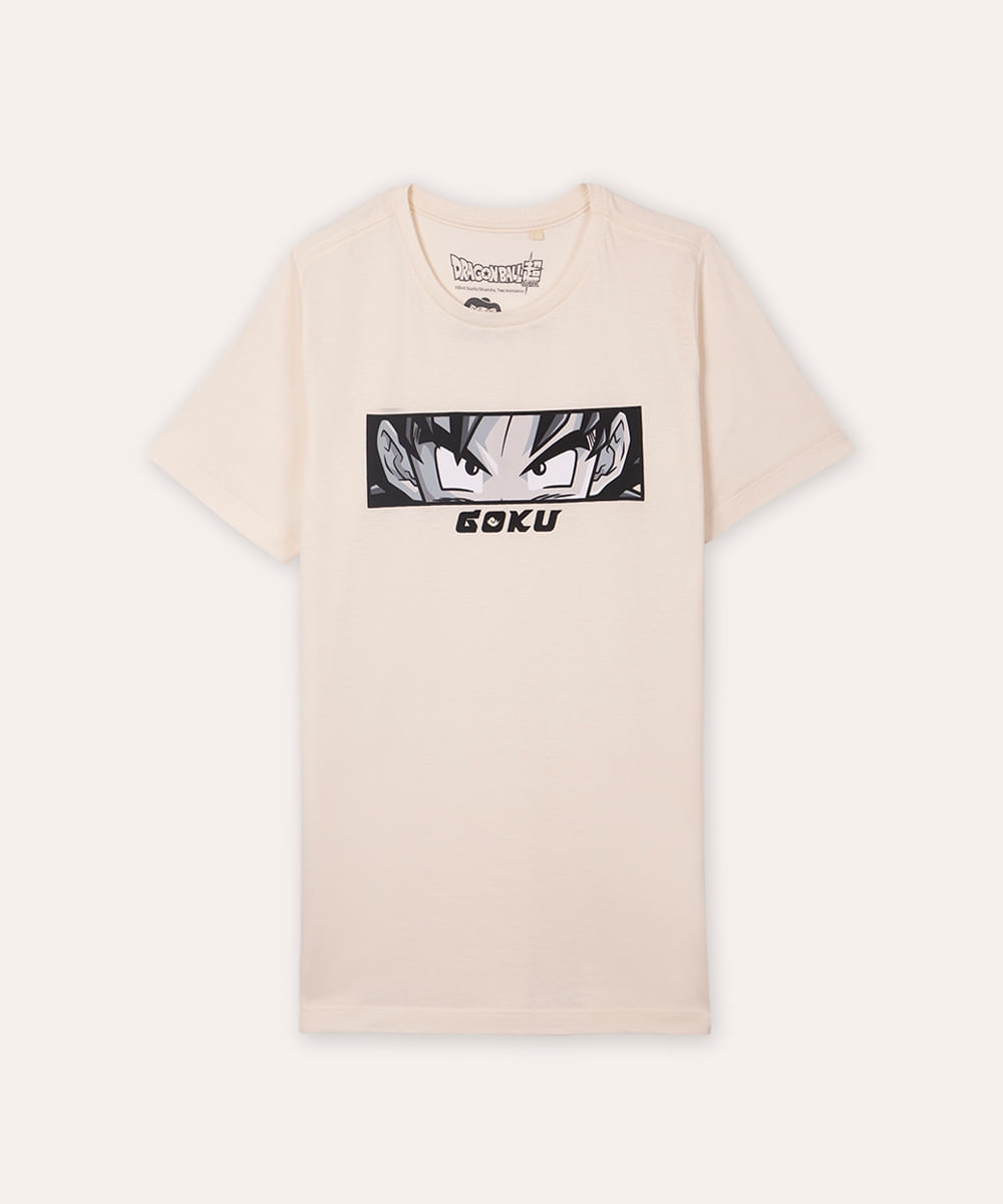 camiseta juvenil de algodão goku bege