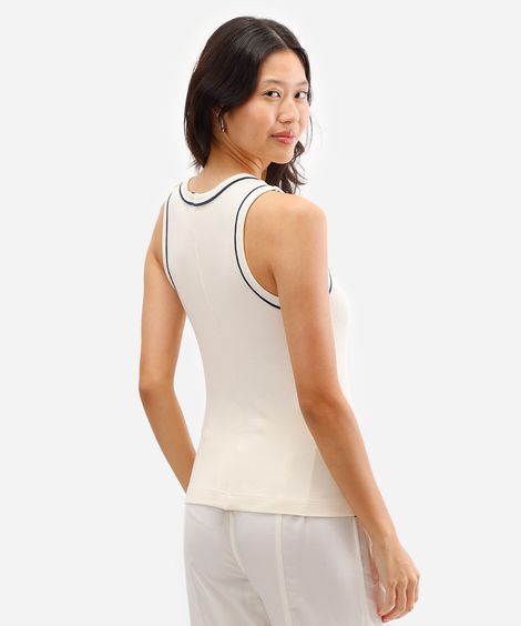 regata feminina de viscose canelada off white
