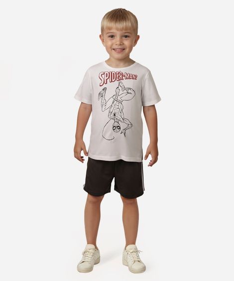 camiseta de algodão infantil homem aranha off white