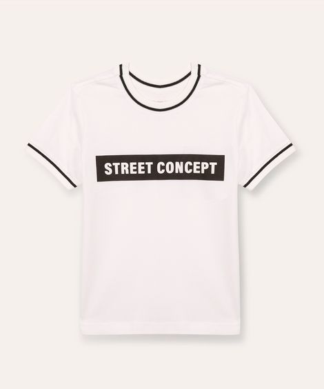 camiseta de algodão infantil street concept branca