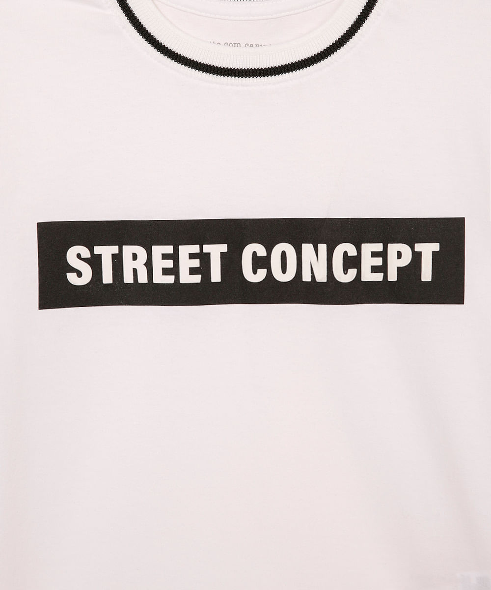 camiseta de algodão infantil street concept branca