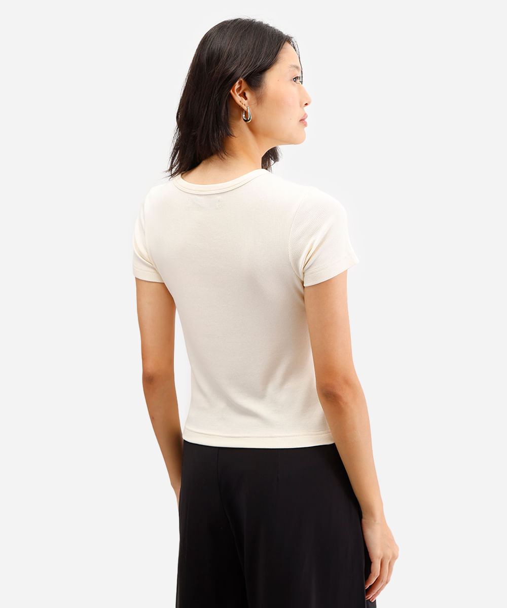 blusa feminina de viscose canelada off white