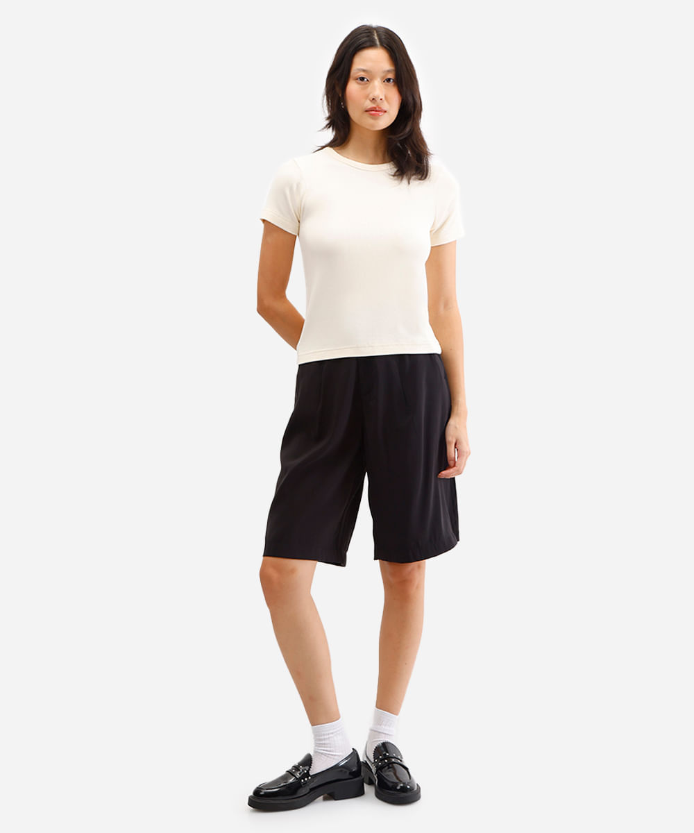 blusa feminina de viscose canelada off white