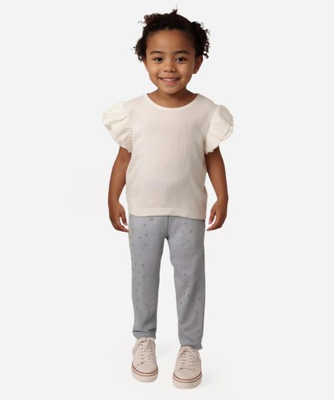 calça legging infantil poá azul